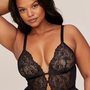 AdoreMe Rosie Unlined Crotchless Bodysuit in Black 3X